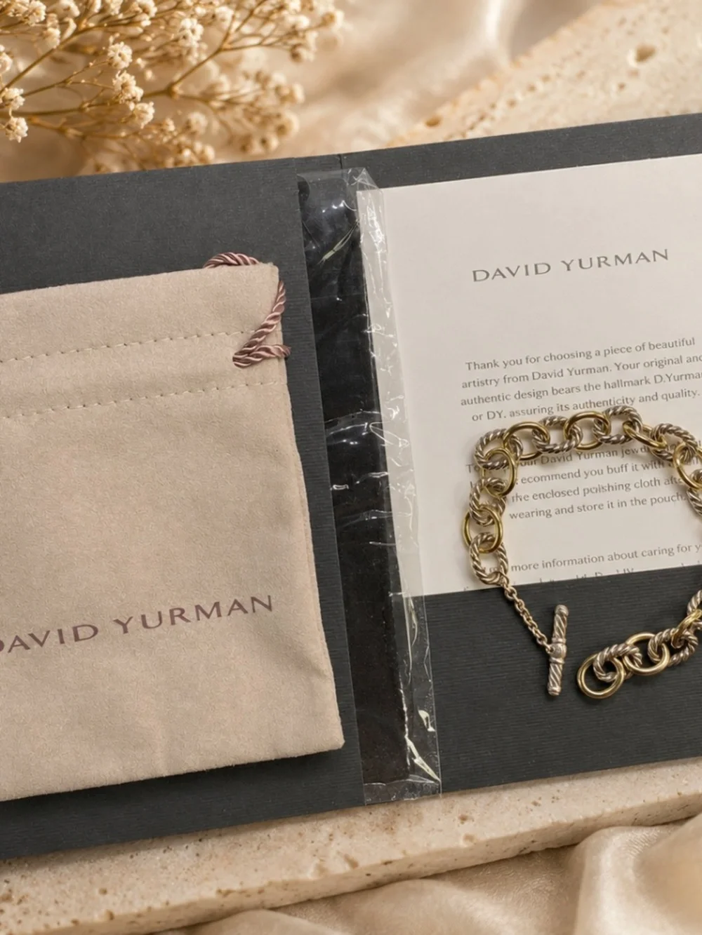 David Yurman 18K Yellow Gold & Sterling Silver Oval Cable Link Bracelet 7.5” - Picture 2 of 10